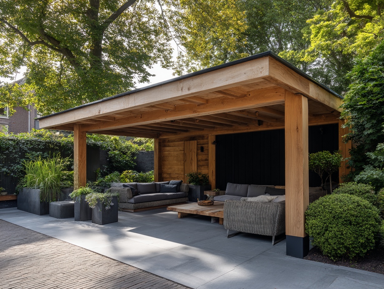 Grote eiken overkapping met loungehoek