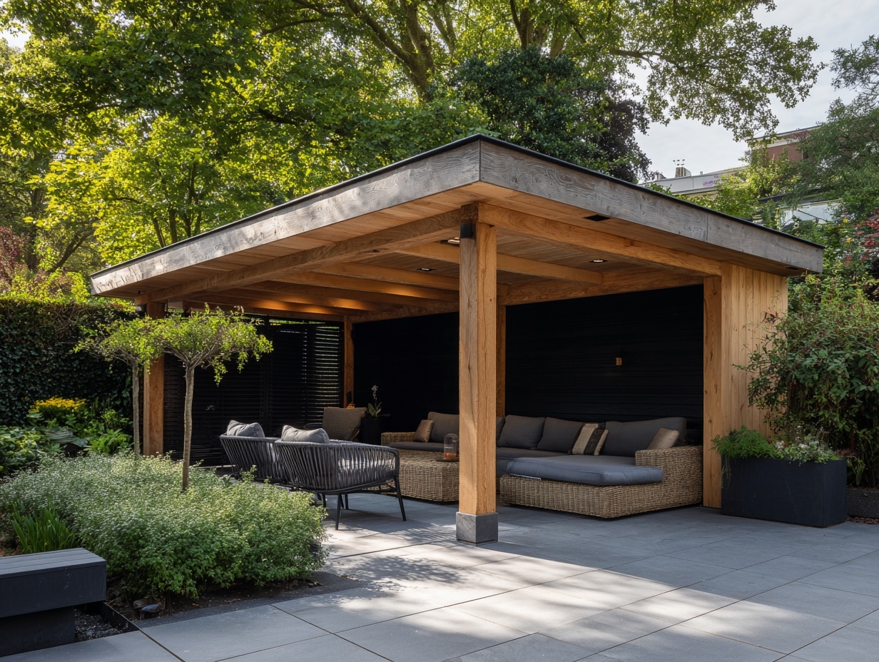 Moderne overkapping met zwarte accenten